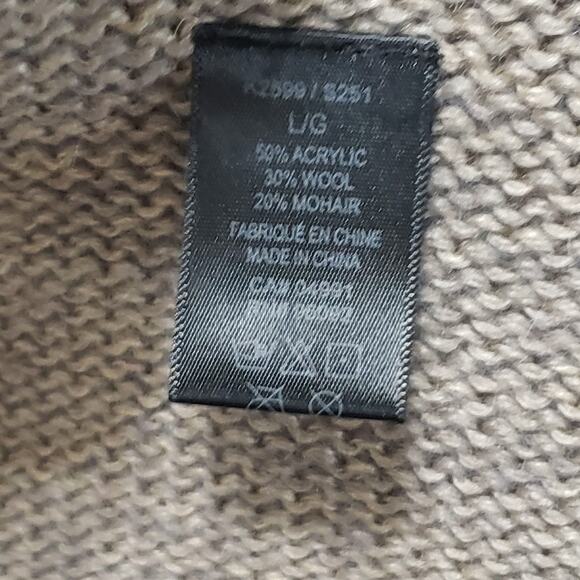 Katherine Barclay Wool Mohair Asymmetric Buckle Shawl Cardigan Brown Sz Large - Picture 9 of 14